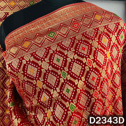Zari Work Bandhani Print Pure Banarasi Georgette Dupatta - D2343