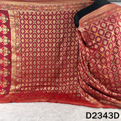 Zari Work Bandhani Print Pure Banarasi Georgette Dupatta - D2343