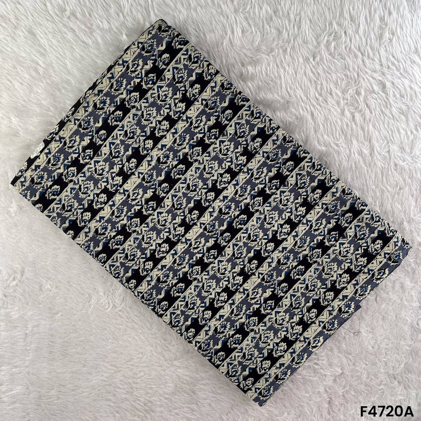 Kalamkari Print Cambric Cotton Fabric- F4720