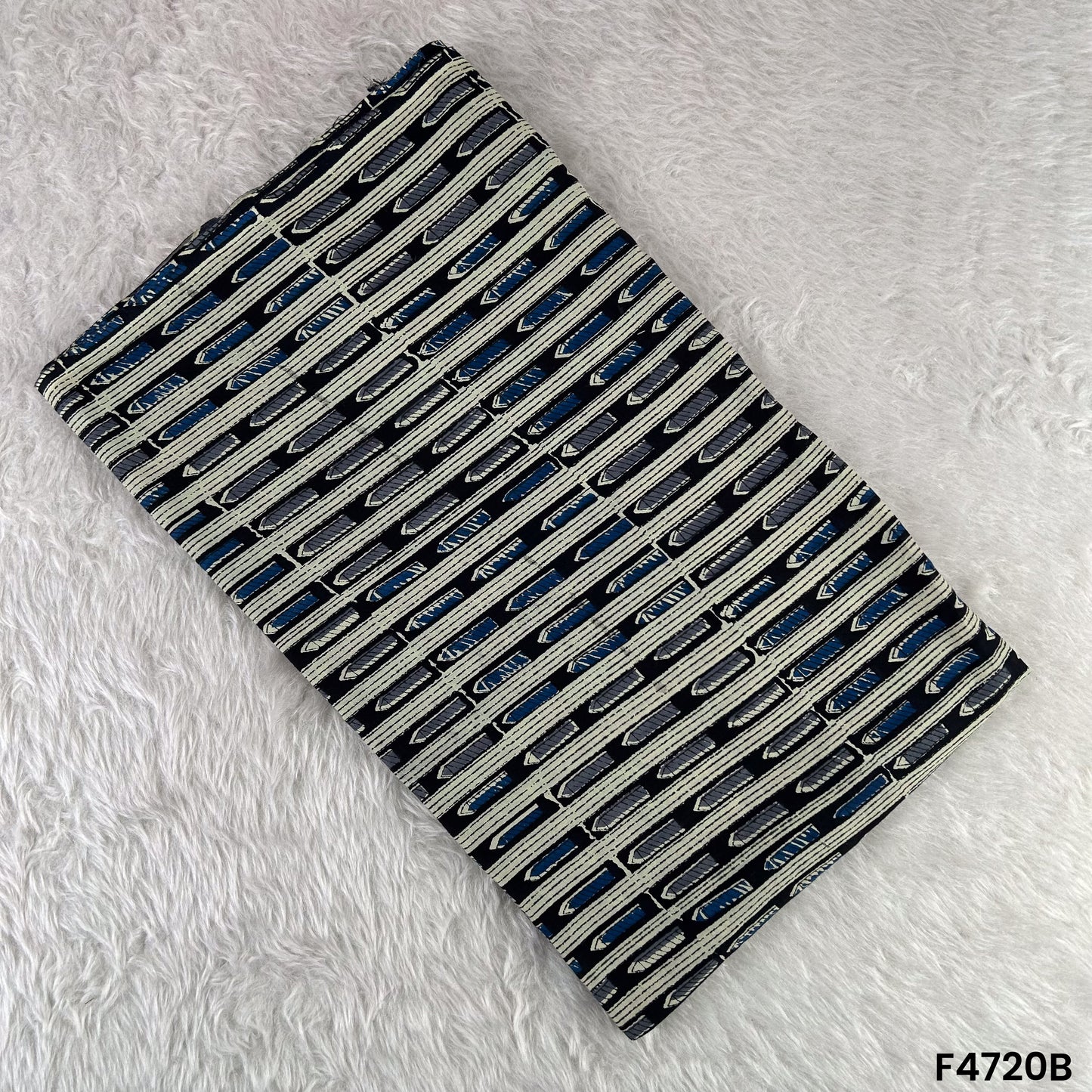 Kalamkari Print Cambric Cotton Fabric- F4720