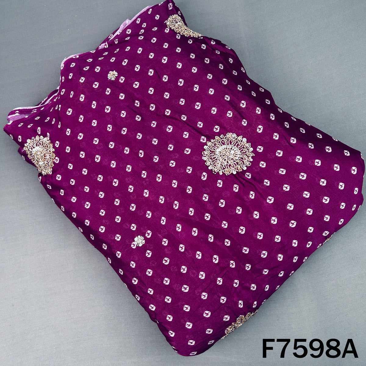Cut Dana Zari Sequins Chinnon Chiffon Fabric - F7598