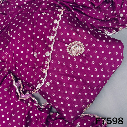 Cut Dana Zari Sequins Chinnon Chiffon Fabric - F7598