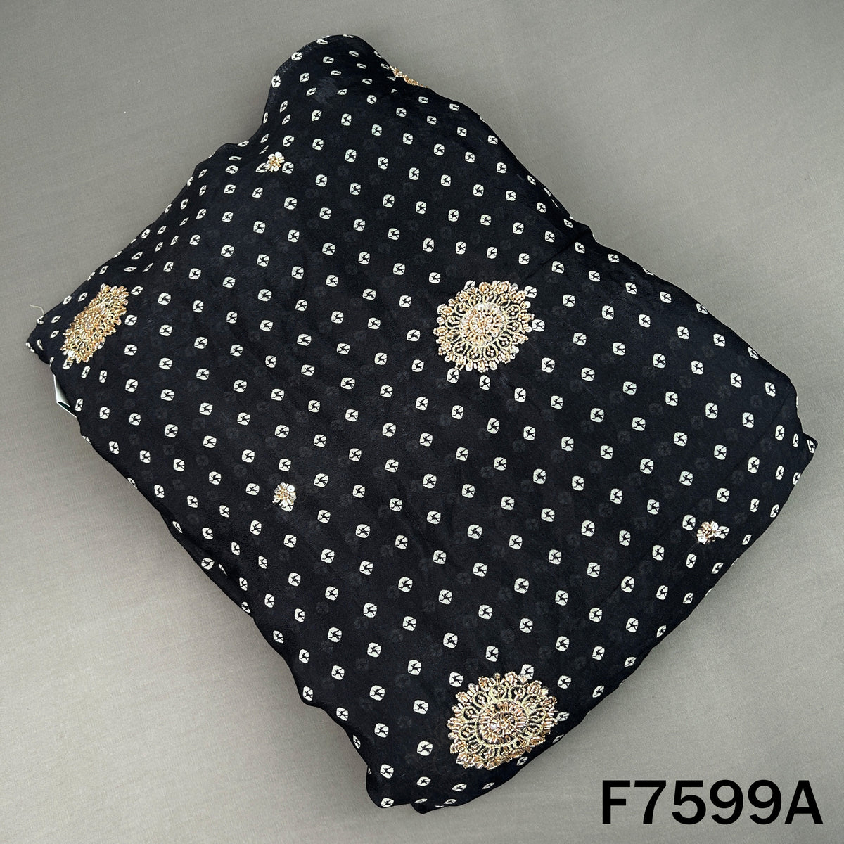 Cut Dana Zari Sequins Chinnon Chiffon Fabric - F7599