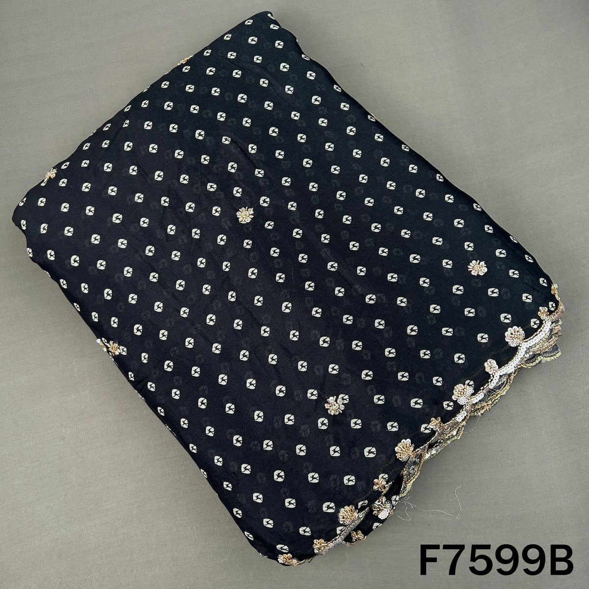 Cut Dana Zari Sequins Chinnon Chiffon Fabric - F7599