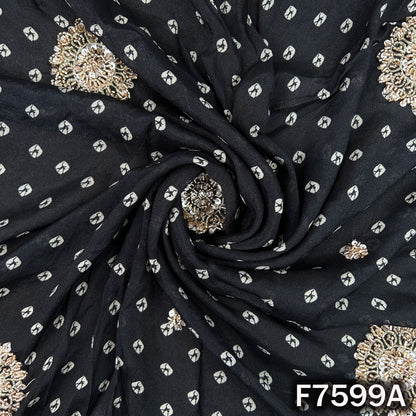 Cut Dana Zari Sequins Chinnon Chiffon Fabric - F7599