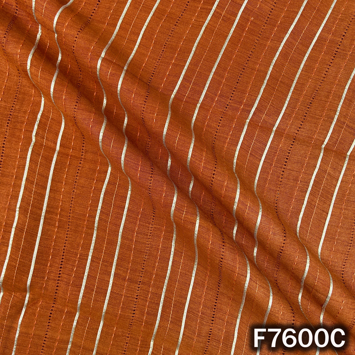 Stripes Gota Patti Thread Work Pure Monga Silk Fabric - F7600