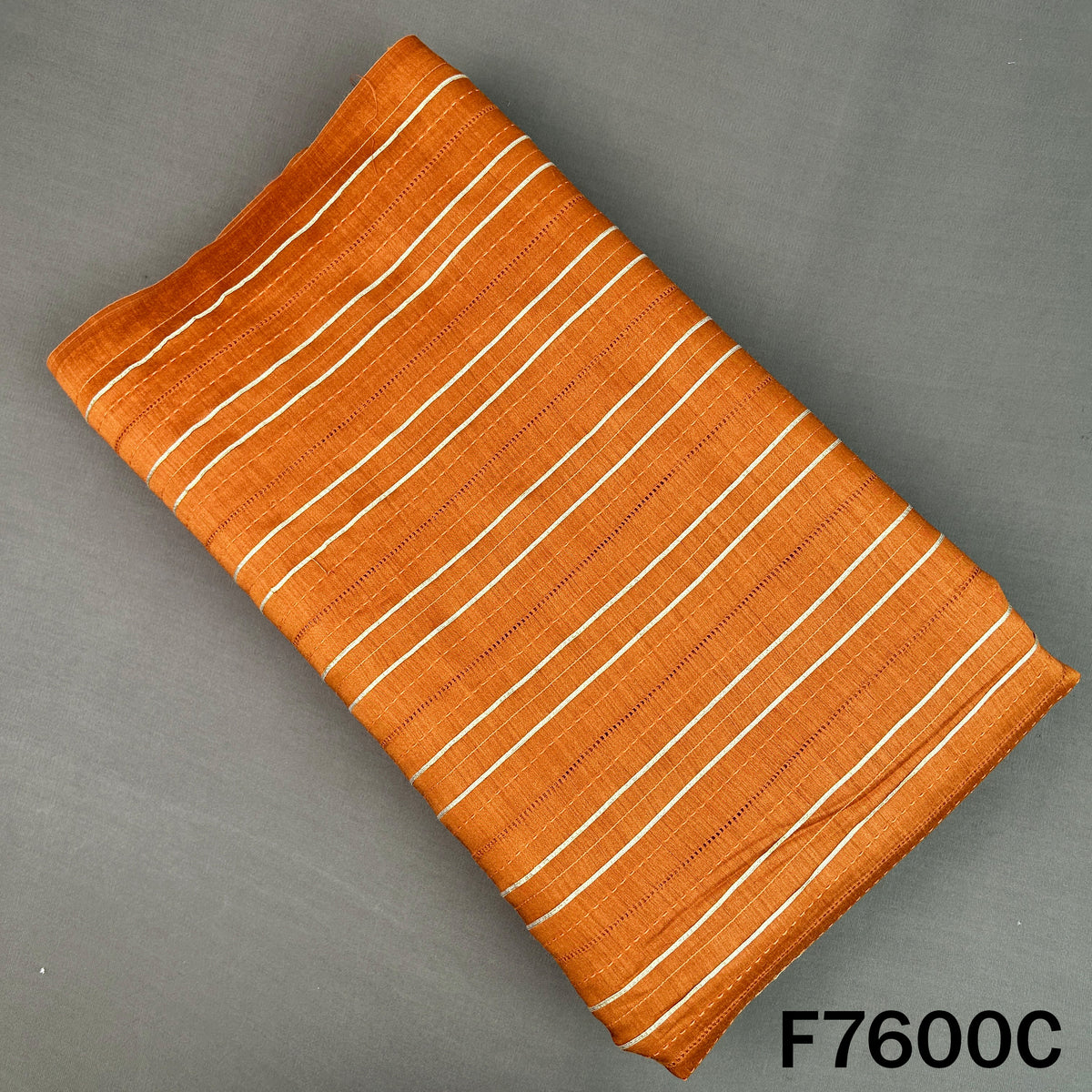 Stripes Gota Patti Thread Work Pure Monga Silk Fabric - F7600