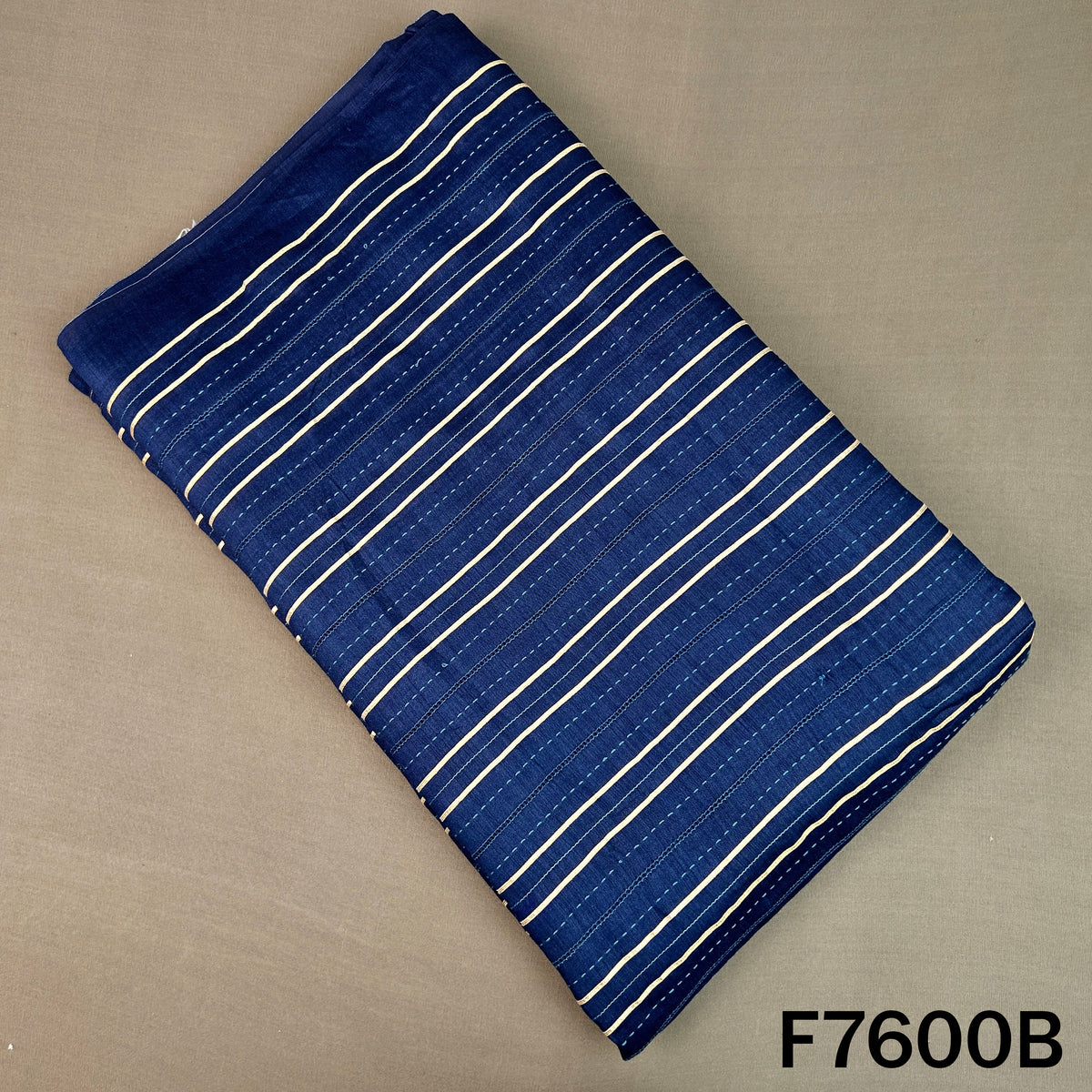 Stripes Gota Patti Thread Work Pure Monga Silk Fabric - F7600