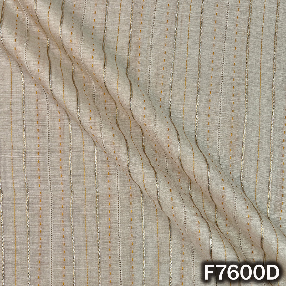 Stripes Gota Patti Thread Work Pure Monga Silk Fabric - F7600