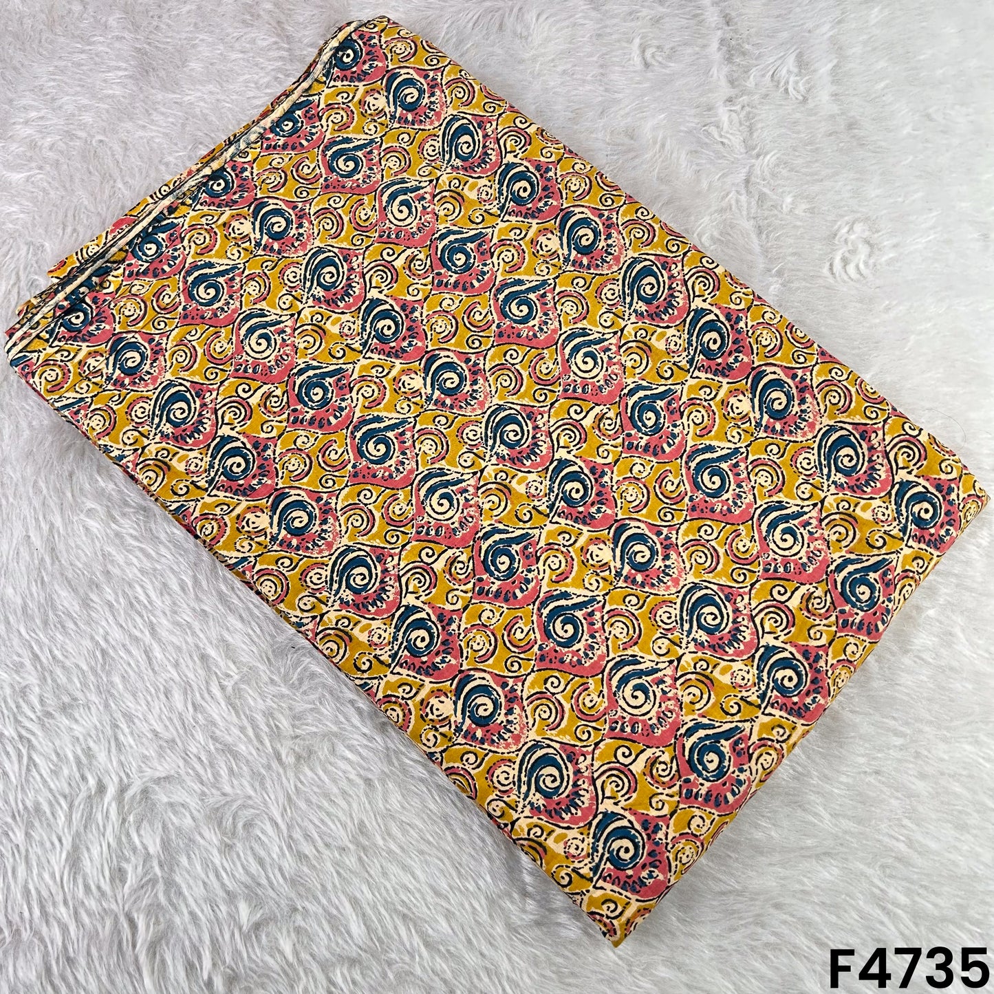 Kalamkari Print Cambric Cotton Fabric- F4735