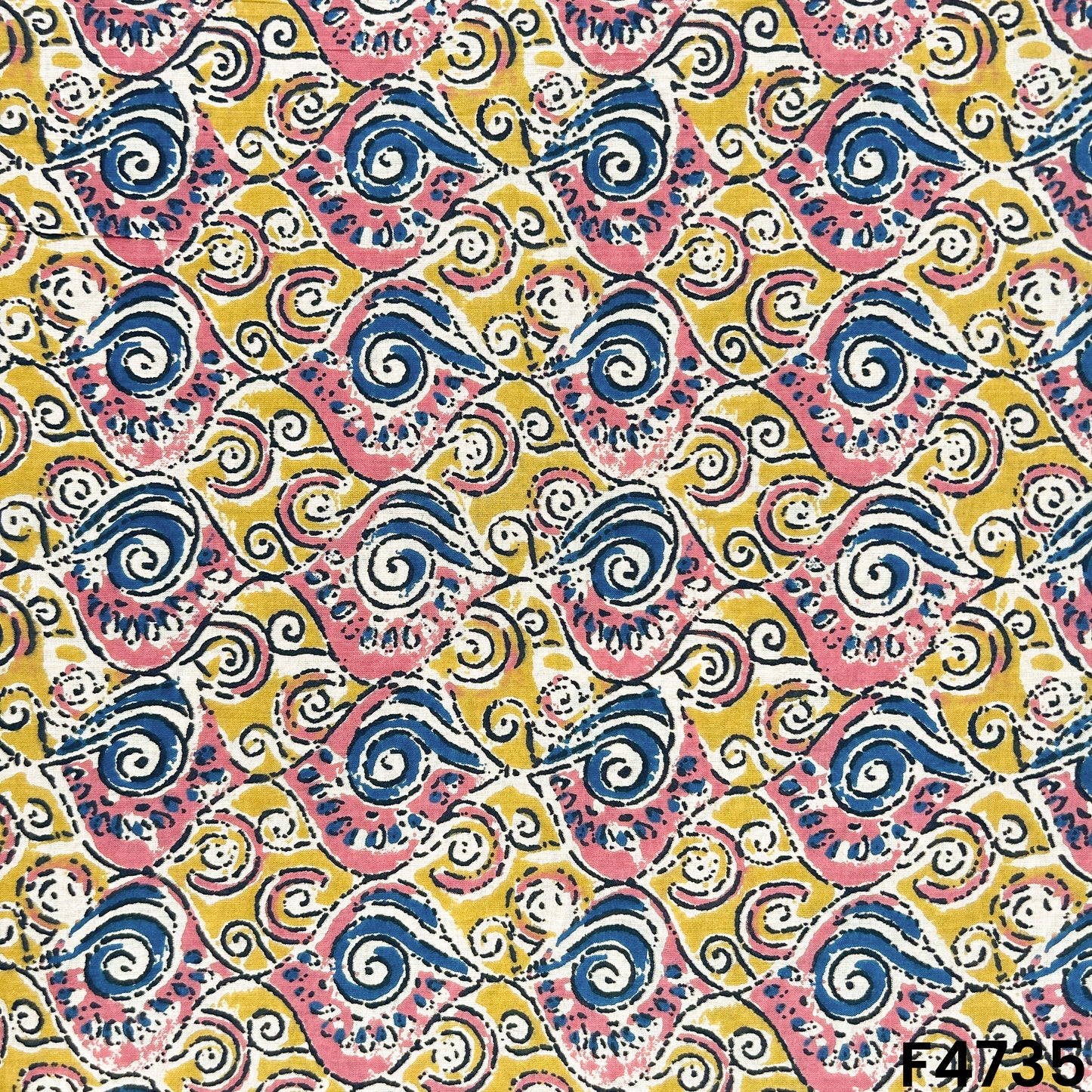 Kalamkari Print Cambric Cotton Fabric- F4735