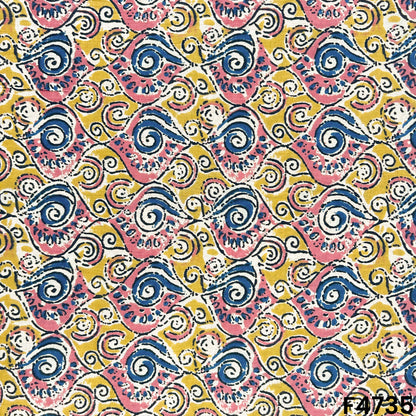 Kalamkari Print Cambric Cotton Fabric- F4735