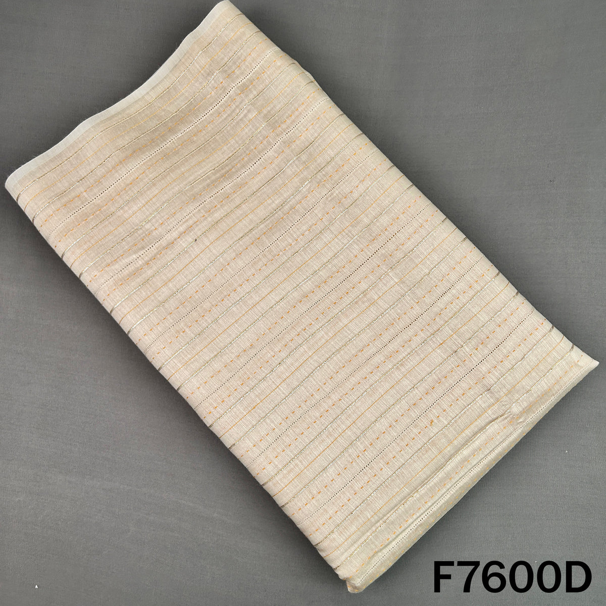 Stripes Gota Patti Thread Work Pure Monga Silk Fabric - F7600