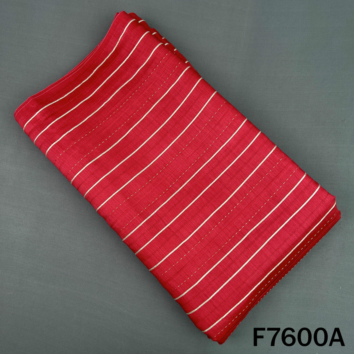 Stripes Gota Patti Thread Work Pure Monga Silk Fabric - F7600