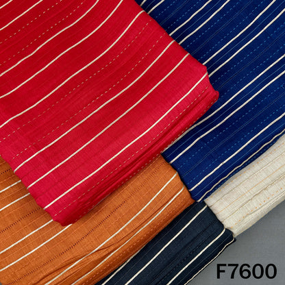 Stripes Gota Patti Thread Work Pure Monga Silk Fabric - F7600