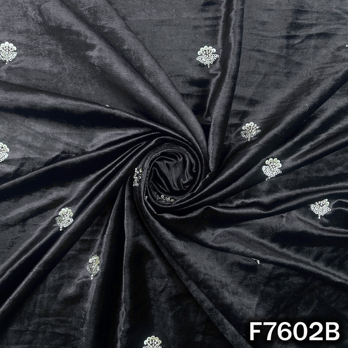 Cut Dana Zari Sequins Work Velvet Fabric - F7602