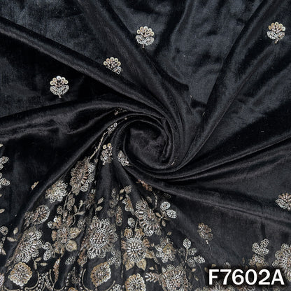 Cut Dana Zari Sequins Work Velvet Fabric - F7602