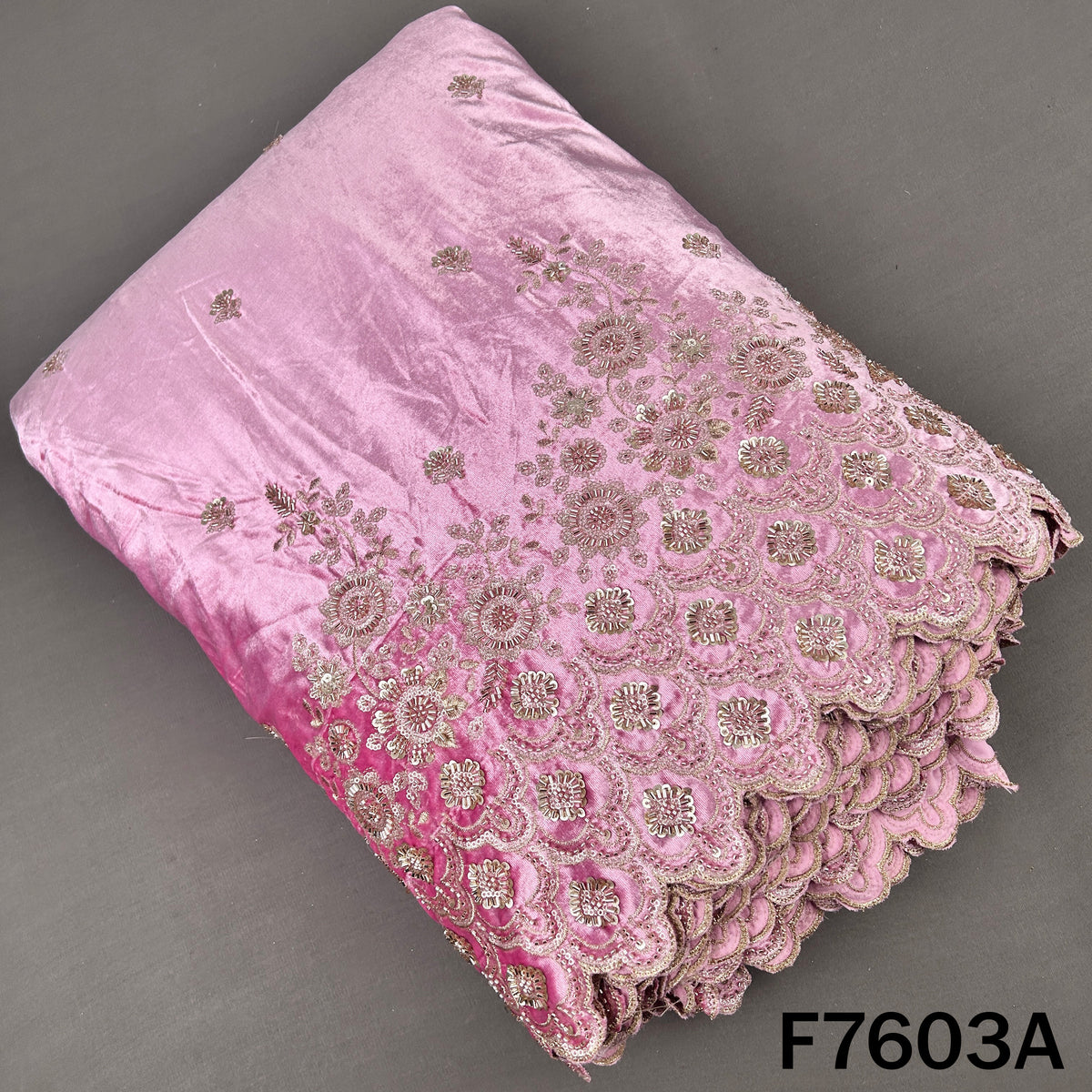 Cut Dana Zari Sequins Work Velvet Fabric - F7603