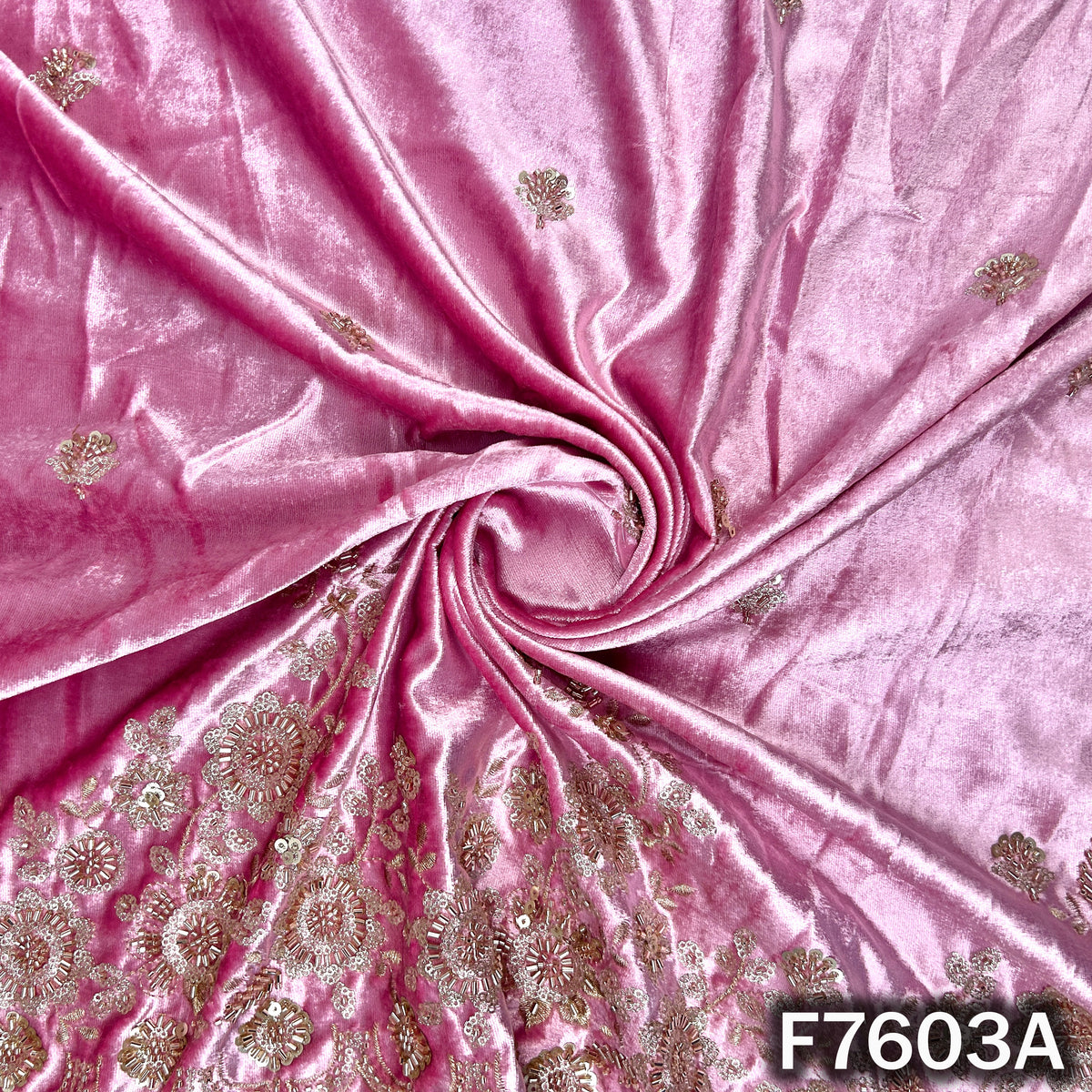 Cut Dana Zari Sequins Work Velvet Fabric - F7603