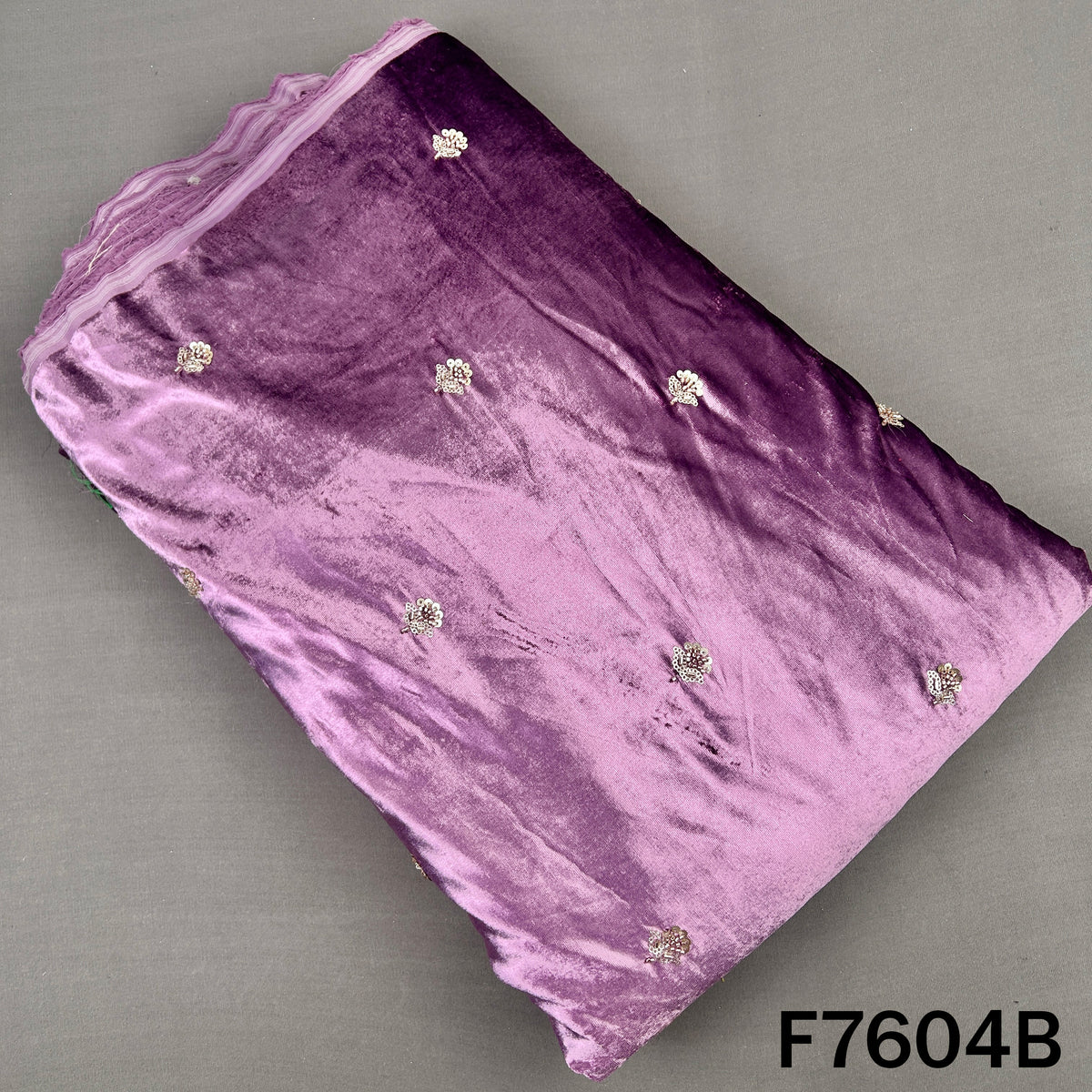 Cut Dana Zari Sequins Work Velvet Fabric - F7604