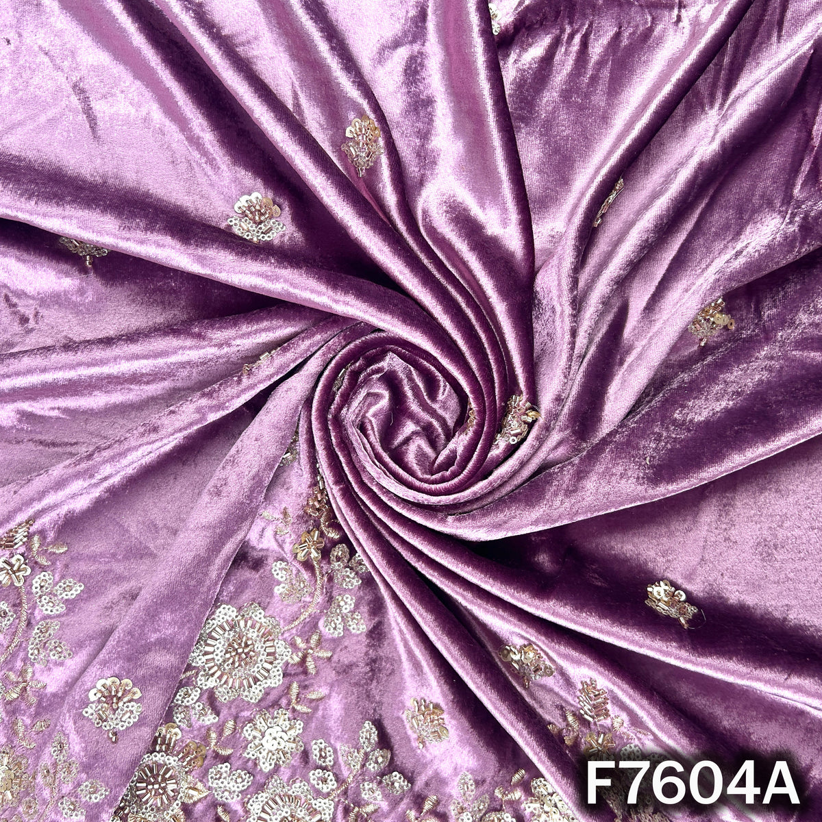 Cut Dana Zari Sequins Work Velvet Fabric - F7604