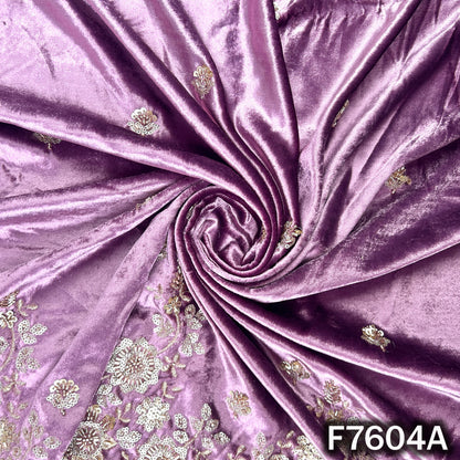 Cut Dana Zari Sequins Work Velvet Fabric - F7604