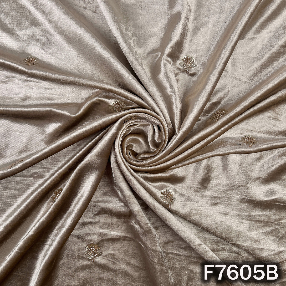 Cut Dana Zari Sequins Work Velvet Fabric - F7605