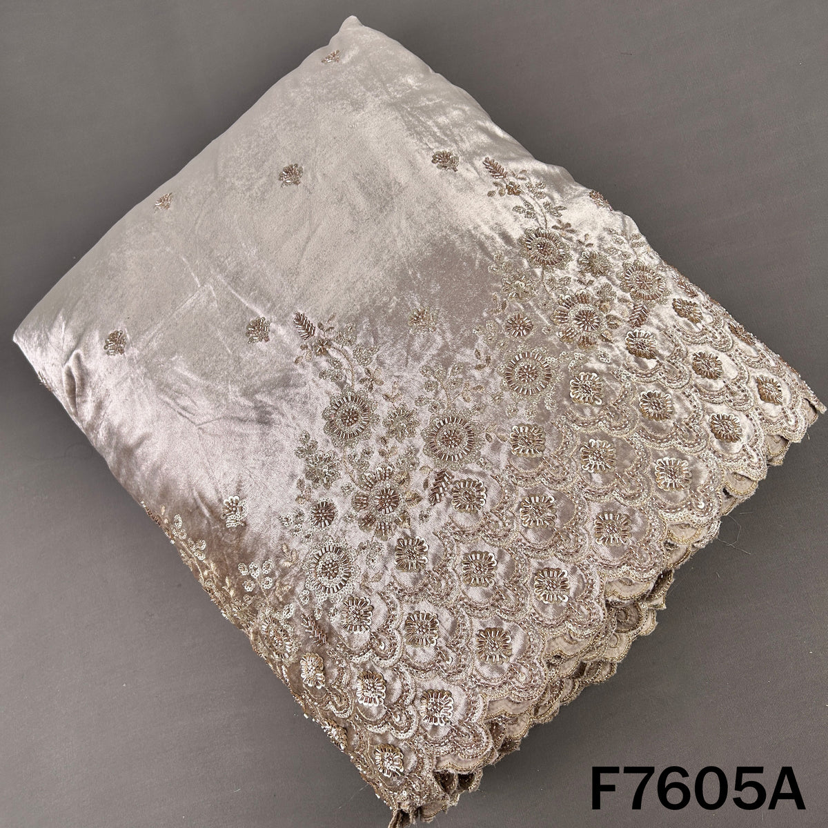 Cut Dana Zari Sequins Work Velvet Fabric - F7605