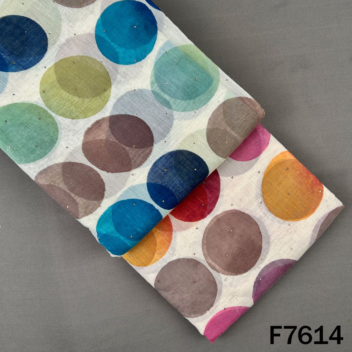 Printed Mukaish Work Pure Chanderi Fabric - F7614