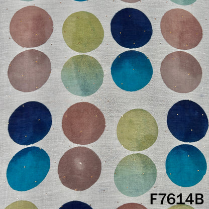 Printed Mukaish Work Pure Chanderi Fabric - F7614
