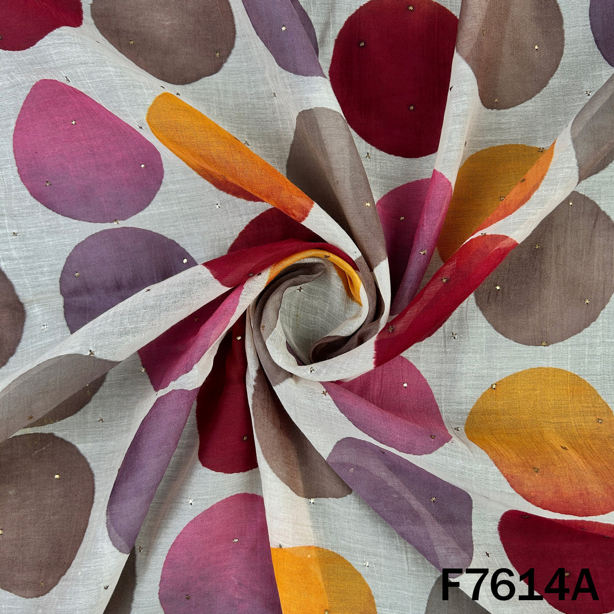 Printed Mukaish Work Pure Chanderi Fabric - F7614