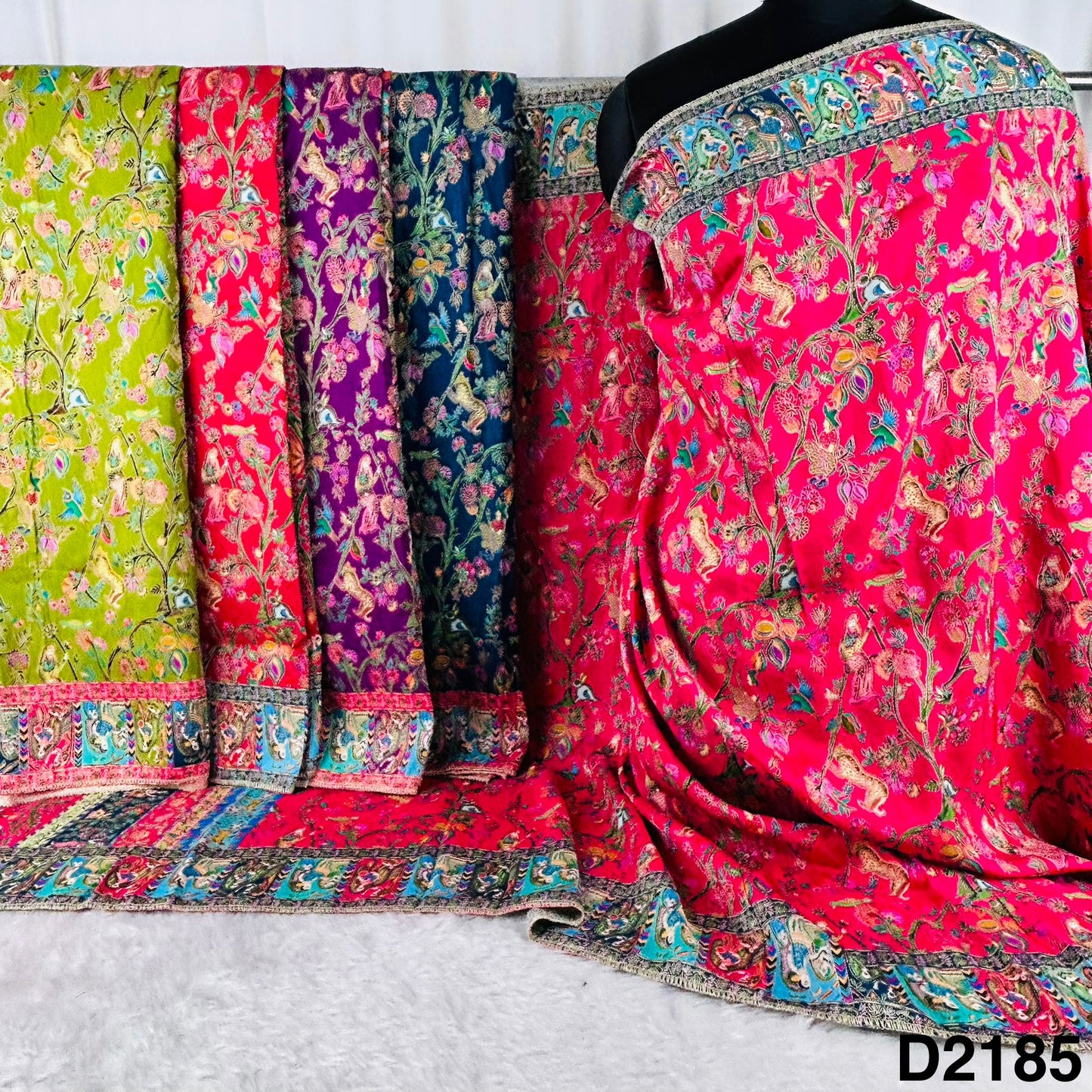 Self jacquard Positional Print Dola Silk Dupatta-D2185