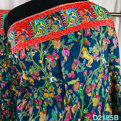 Self jacquard Positional Print Dola Silk Dupatta-D2185