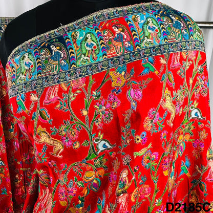 Self jacquard Positional Print Dola Silk Dupatta-D2185