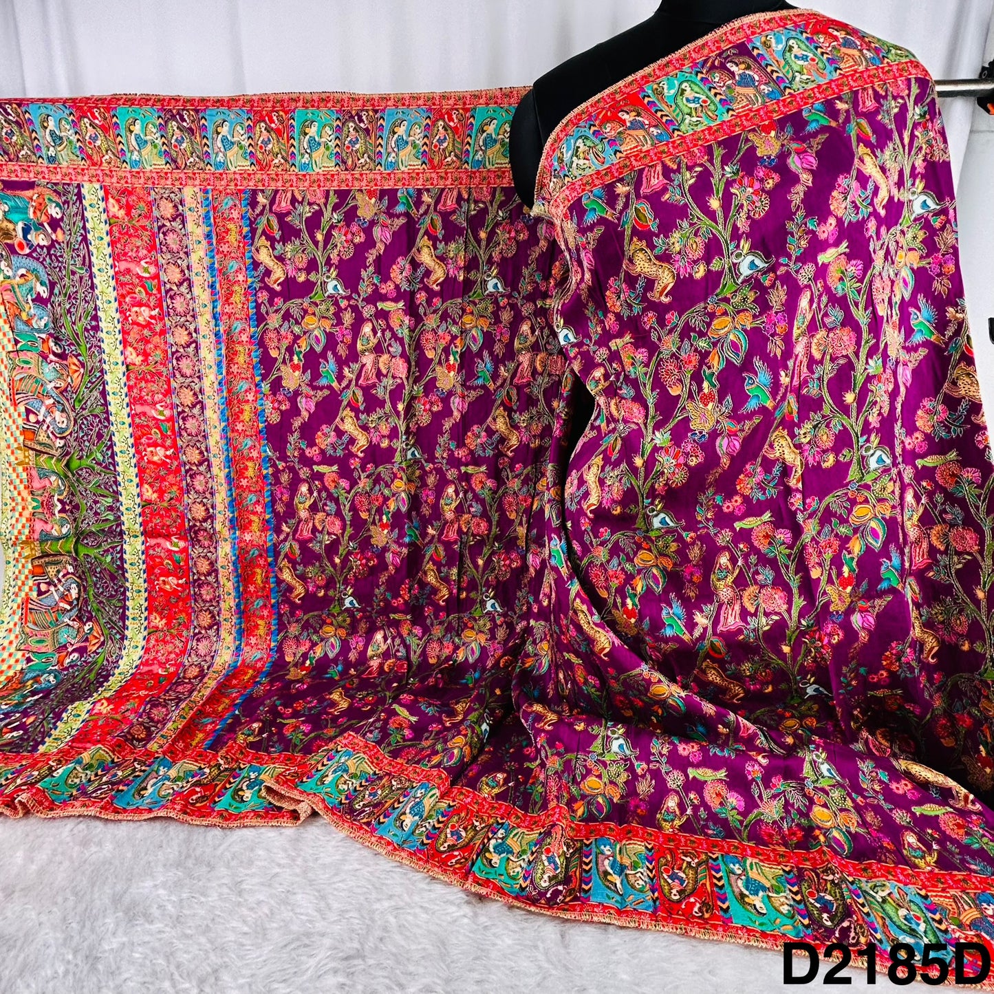 Self jacquard Positional Print Dola Silk Dupatta-D2185