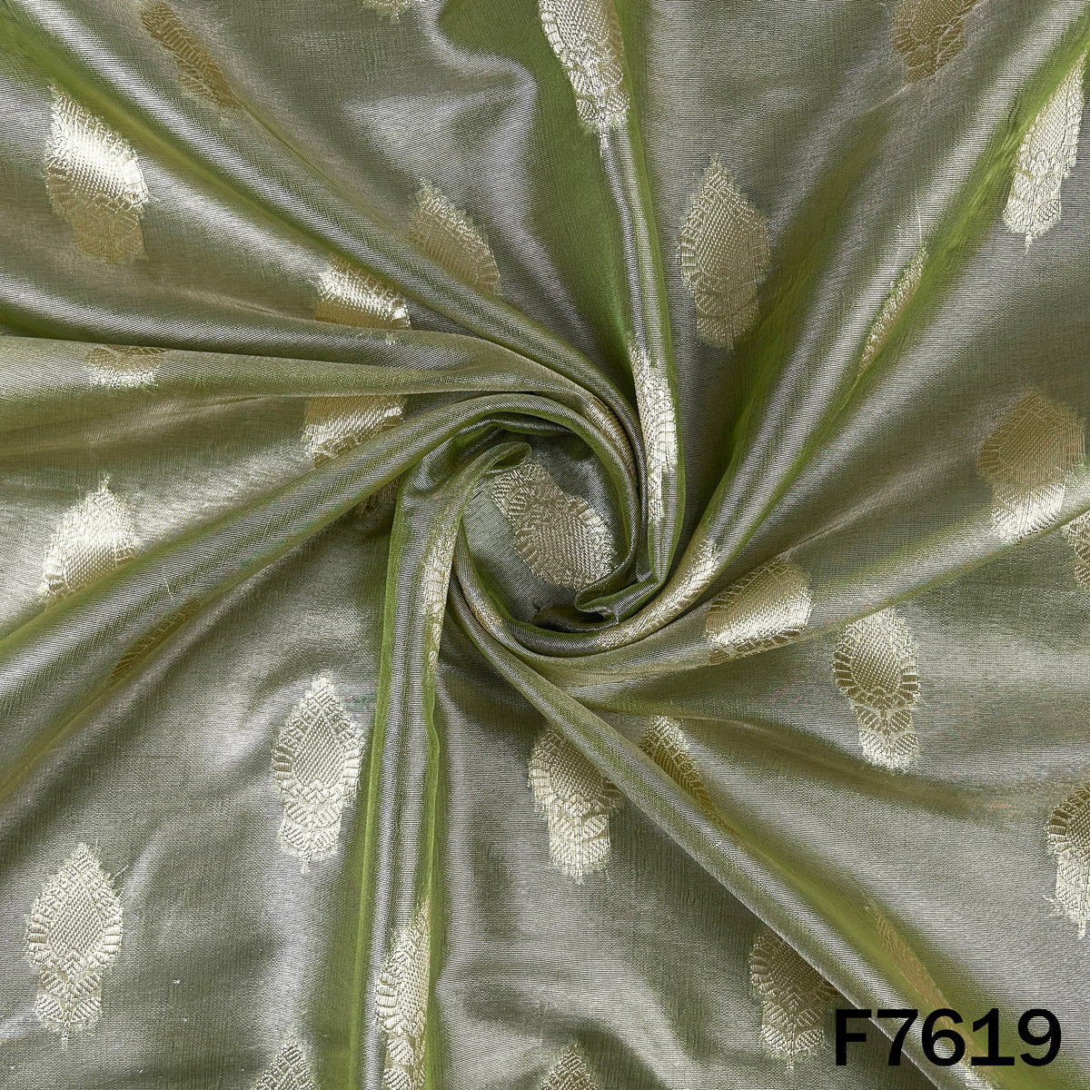 Zari Buti Work Tissue Organza Fabric - F7619