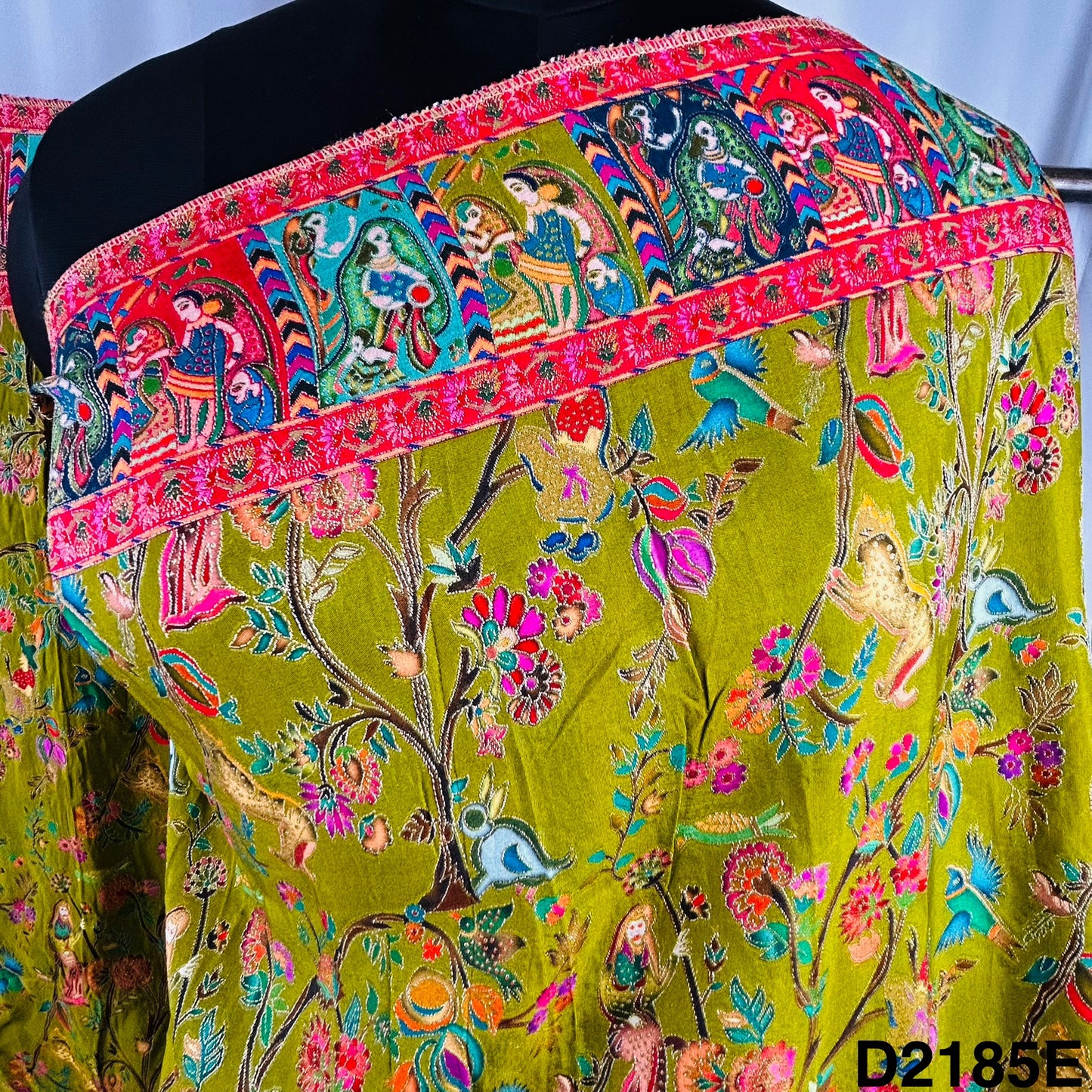 Self jacquard Positional Print Dola Silk Dupatta-D2185