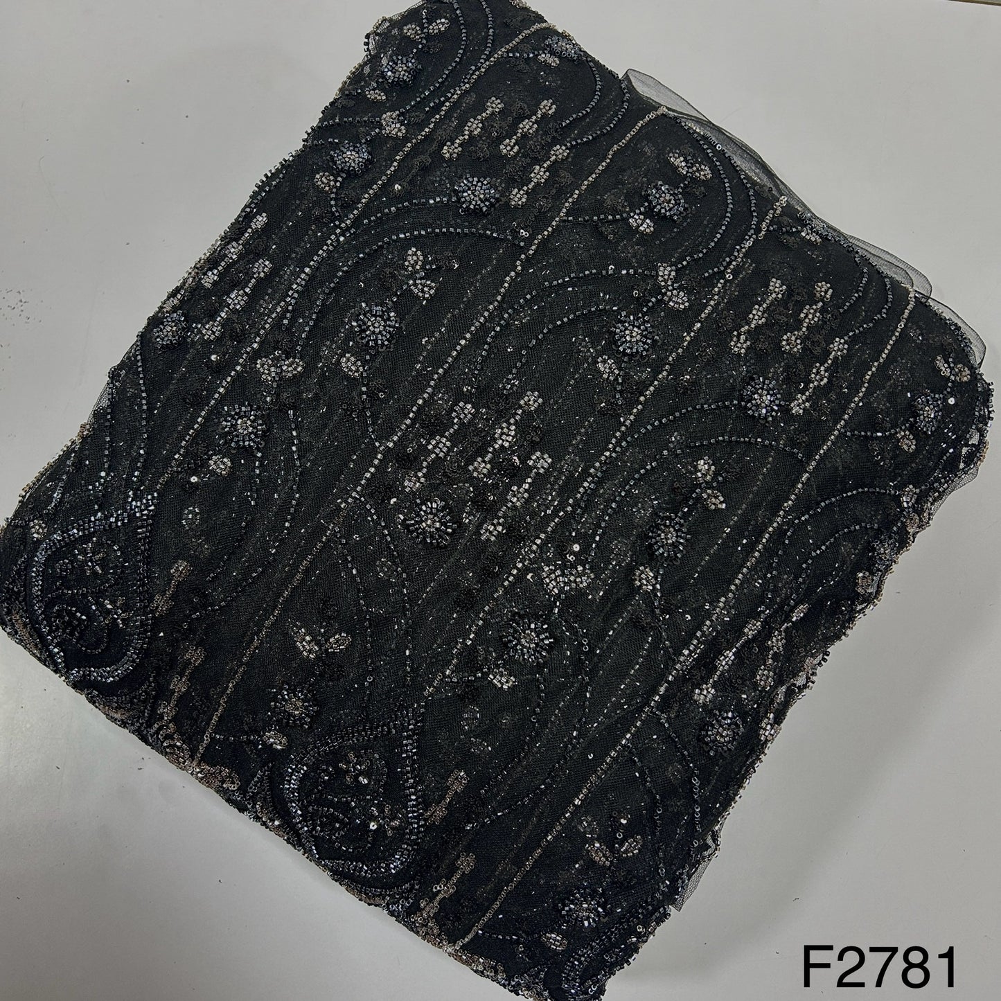 Cut Dana Work Sequins Embroidered Net fabric -F2781