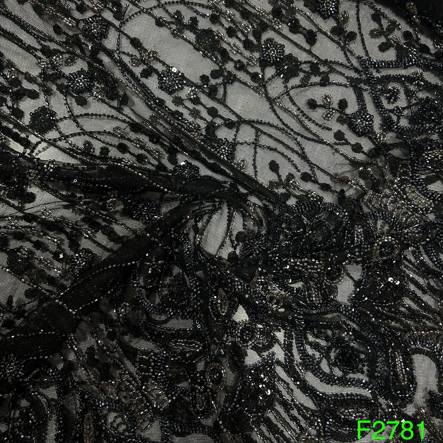 Cut Dana Work Sequins Embroidered Net fabric -F2781