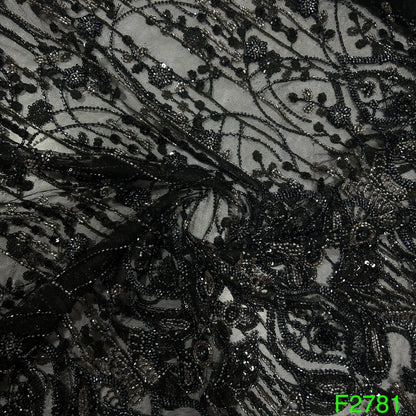 Cut Dana Work Sequins Embroidered Net fabric -F2781