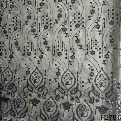 Cut Dana Work Sequins Embroidered Net fabric -F2781