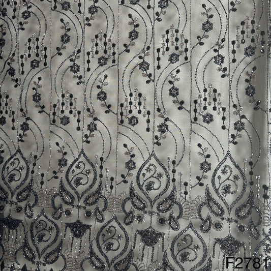 Cut Dana Work Sequins Embroidered Net fabric -F2781