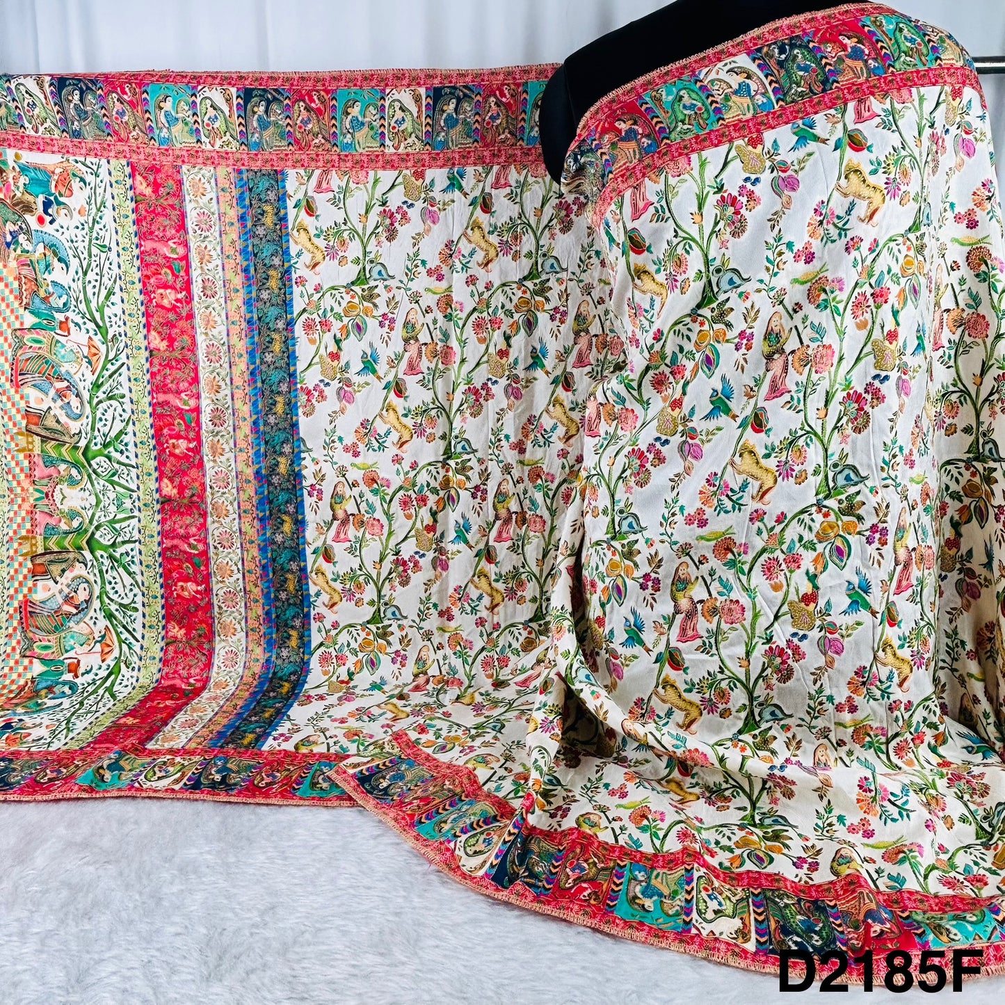 Self jacquard Positional Print Dola Silk Dupatta-D2185