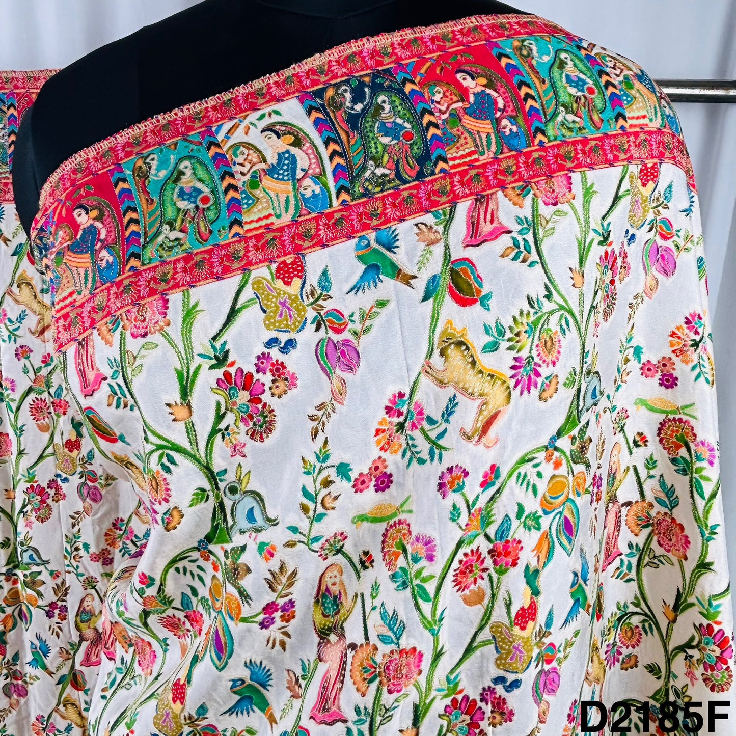 Self jacquard Positional Print Dola Silk Dupatta-D2185