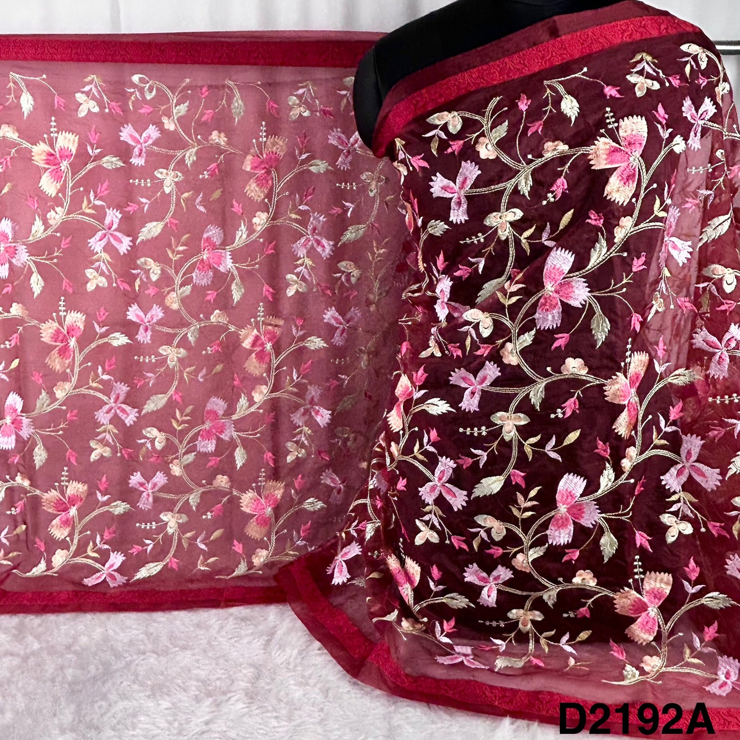 Thread Embroidered Organza Dupatta-D2192