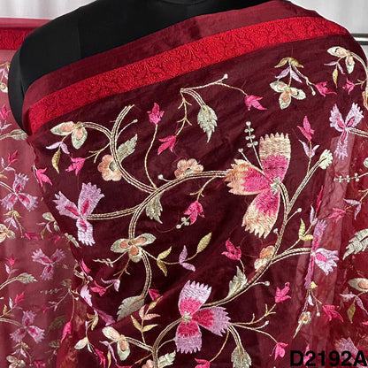 Thread Embroidered Organza Dupatta-D2192