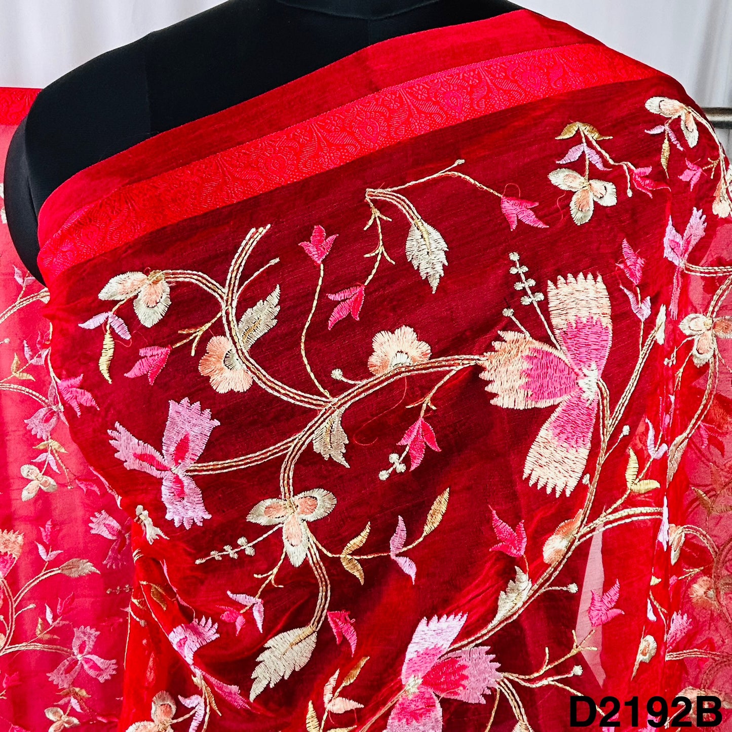 Thread Embroidered Organza Dupatta-D2192