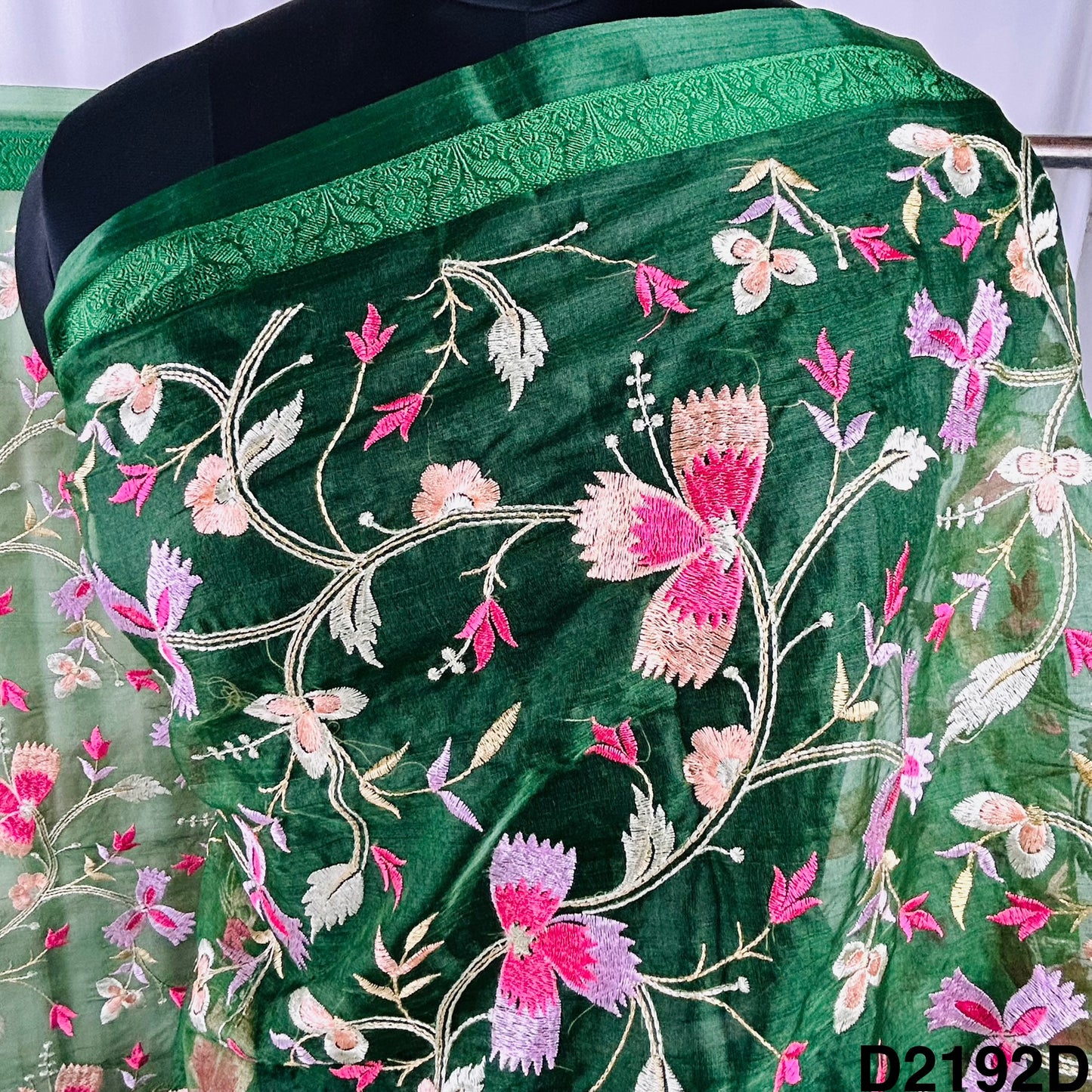 Thread Embroidered Organza Dupatta-D2192