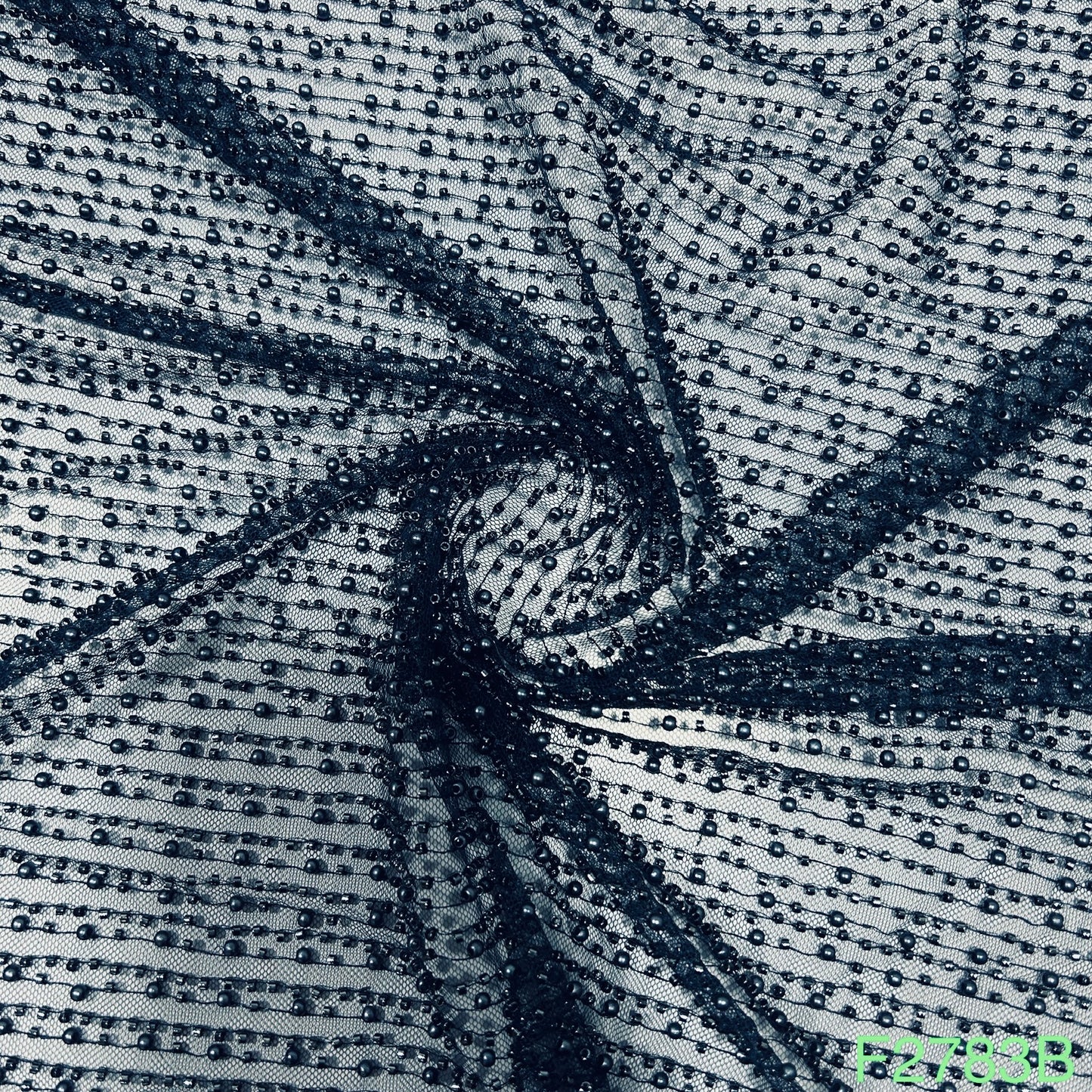 Pearl Work Embroidered Net Fabric-F2783