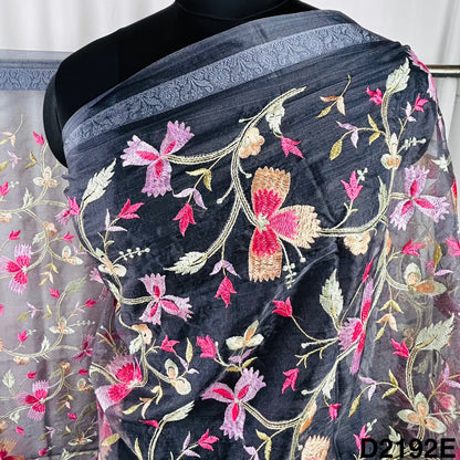 Thread Embroidered Organza Dupatta-D2192